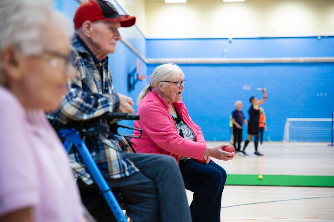 happy seniors in community center